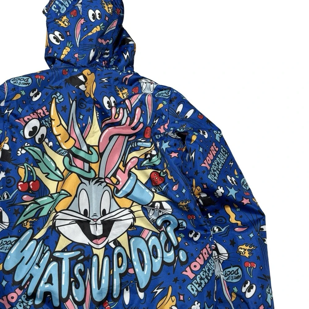 Members Only Looney Tunes Hooded Windbreaker Jacket Donald Duck Bugs Bunny Sz 6